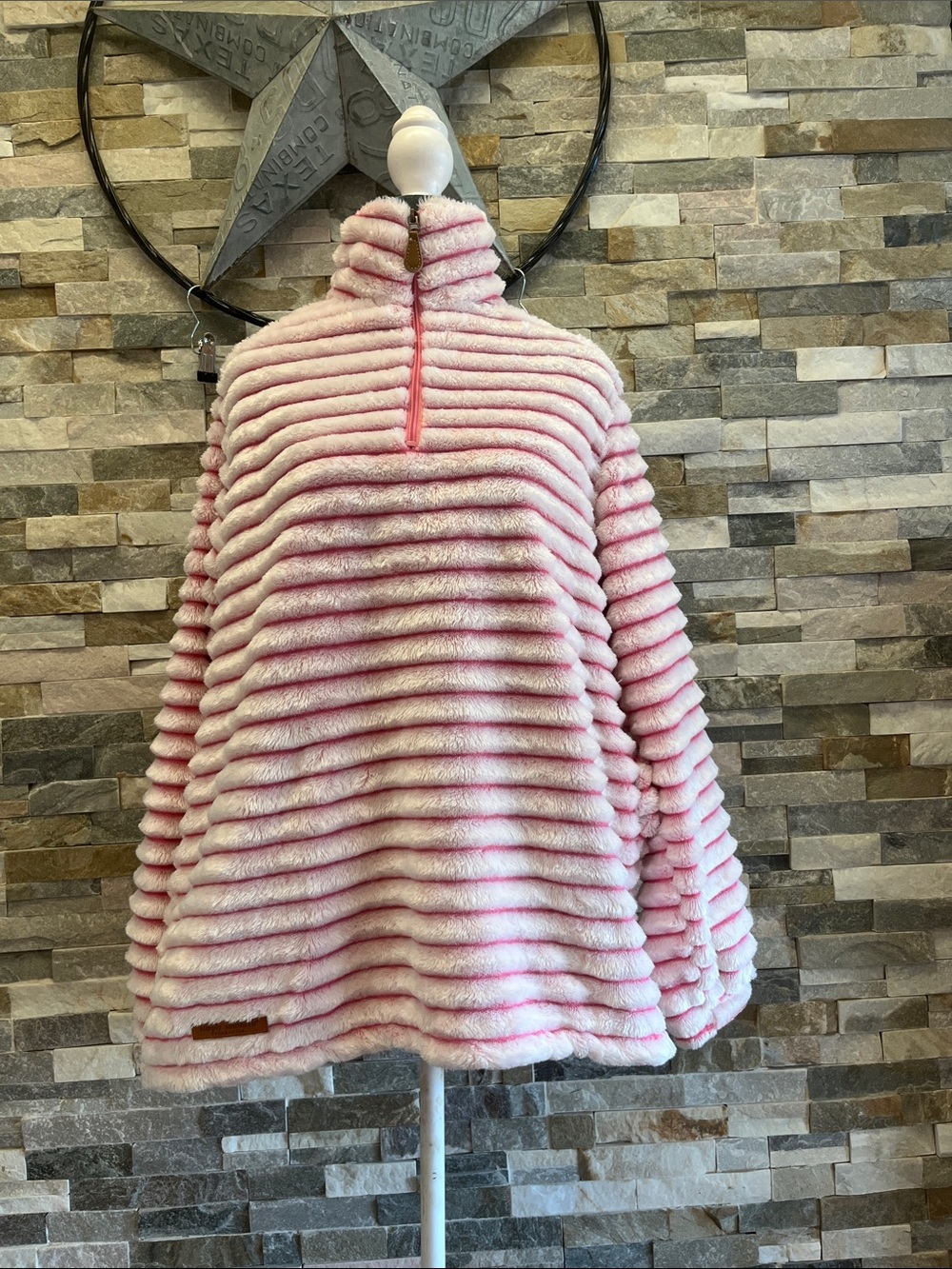 Simply Southern Pink and White Plush Striped Pullover
